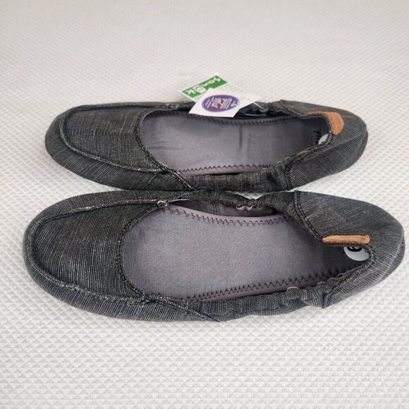 New Sanuk Elle V Eight Charcoal Gray Shoes Flats Womens Size 6 - Picture 2 of 4